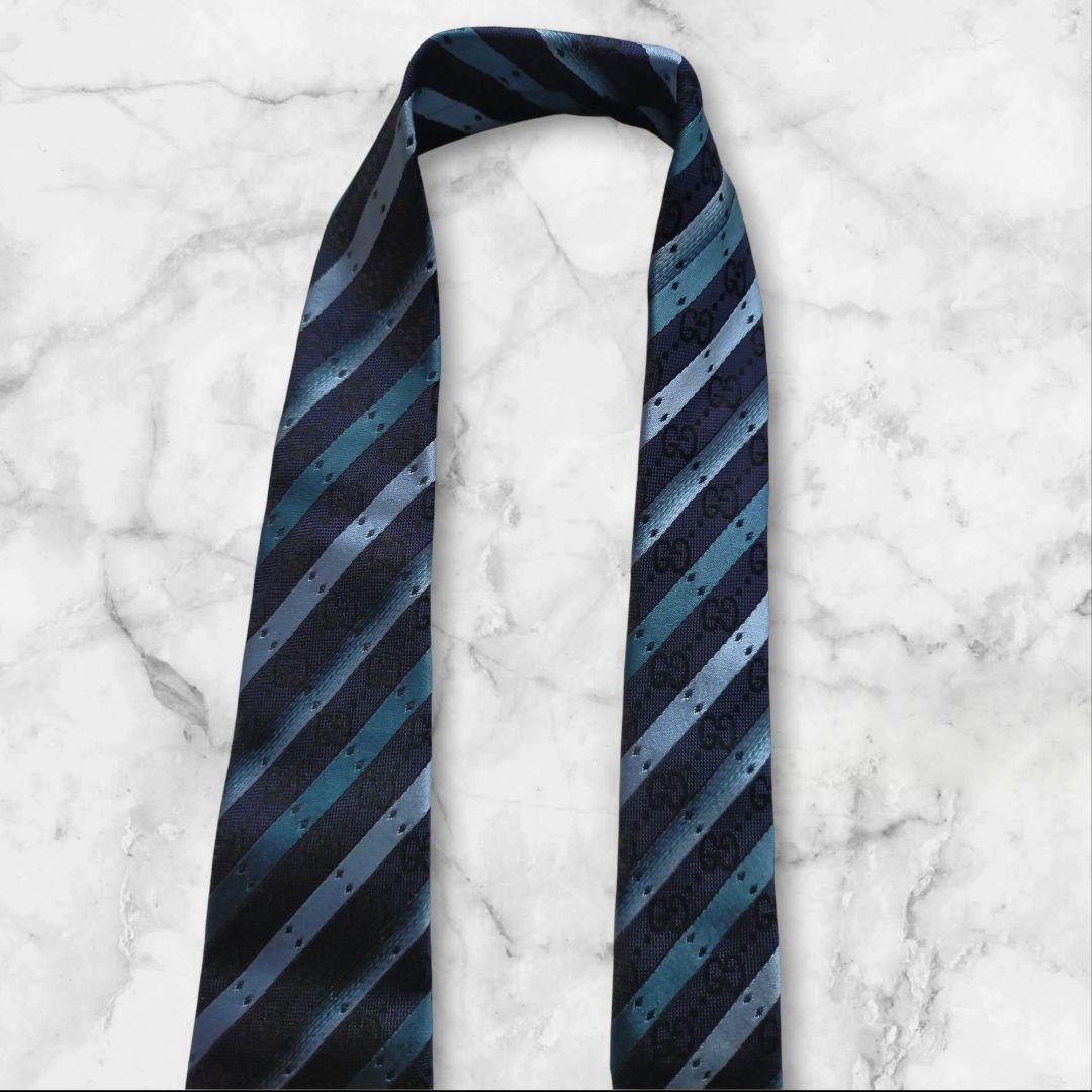 【美品】GUCCI グッチ ストライプ ネクタイ