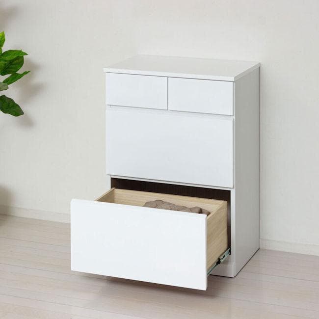 鏡面仕上げ スリム４杯引き出しチェスト 収納 完成品 タンス（221）