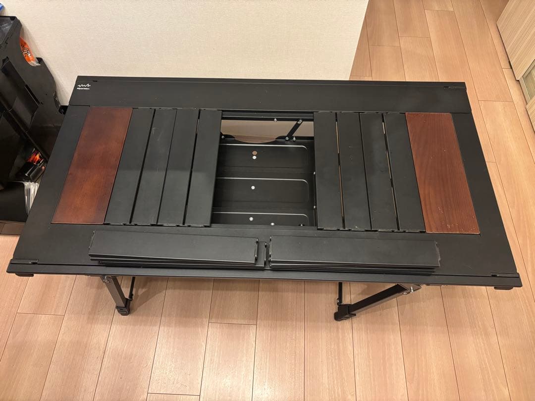 アルミユニットテーブル110、ウッド調天板2枚、コタツユニット