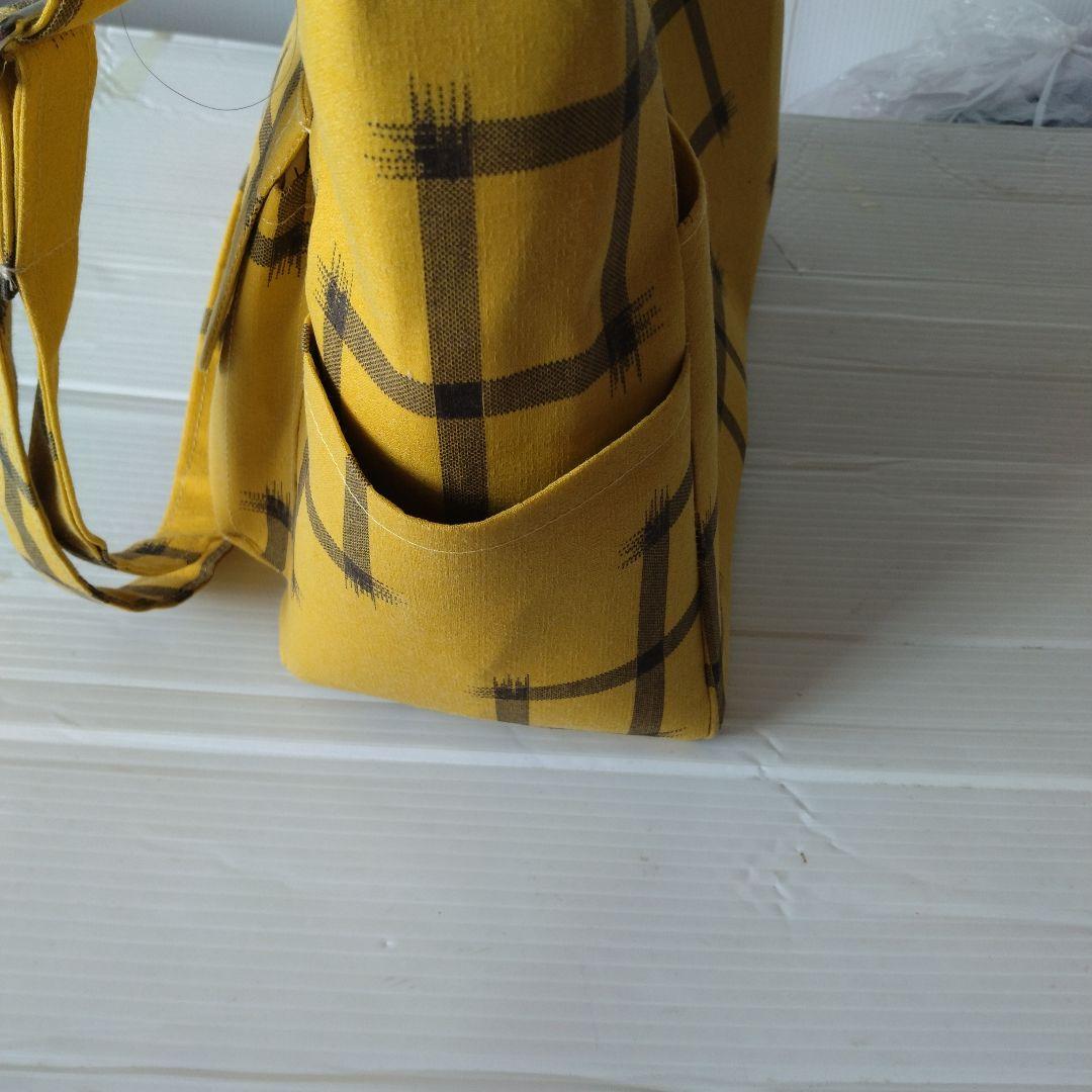イエロー チェック柄 沖縄紅型バック