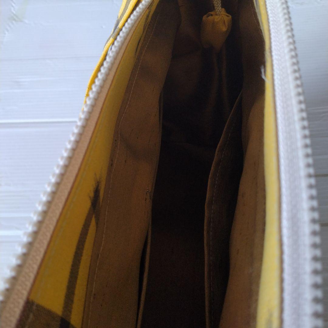 イエロー チェック柄 沖縄紅型バック