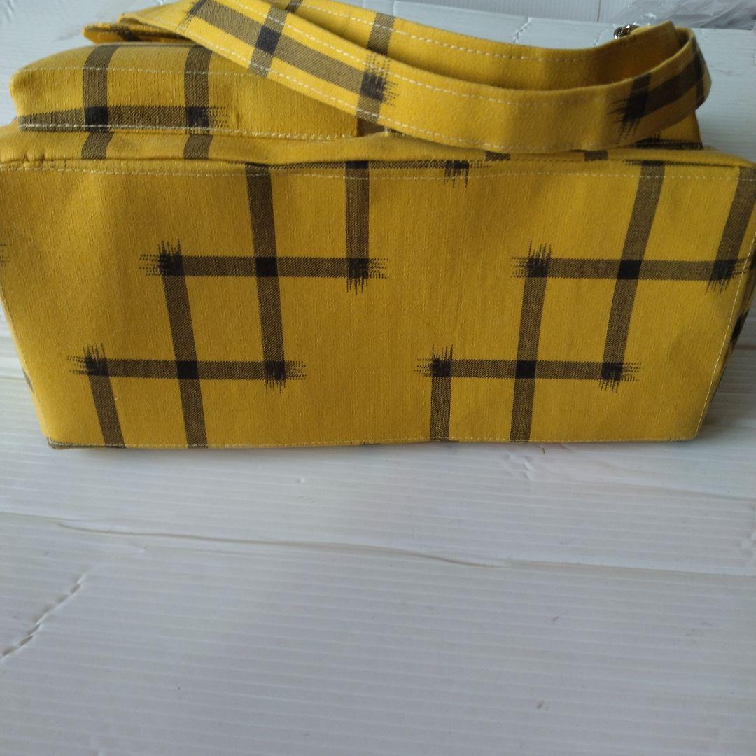 イエロー チェック柄 沖縄紅型バック