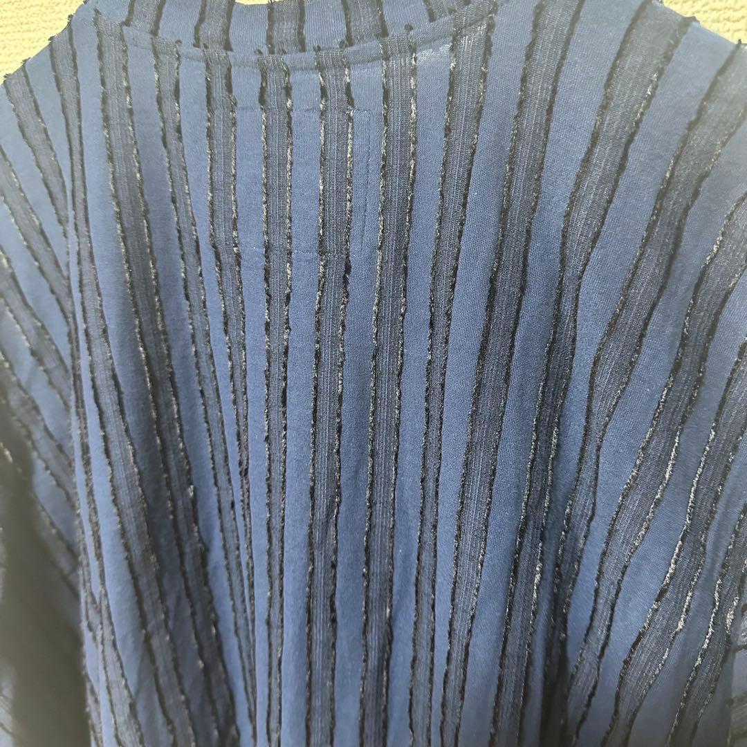 Vivienne Westwood ブラウス　ストライプ　フリンジ　ネイビー　紺