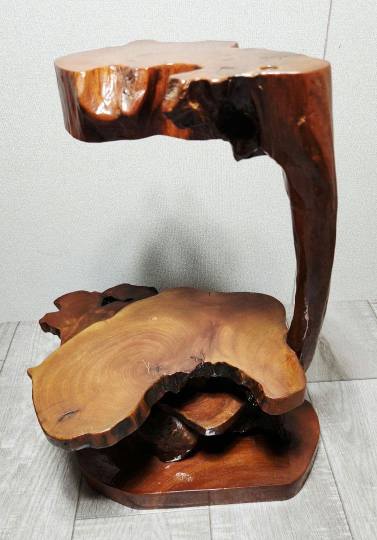 天然木 三段 飾り台 花台 和室 茶室 レトロ アンティーク