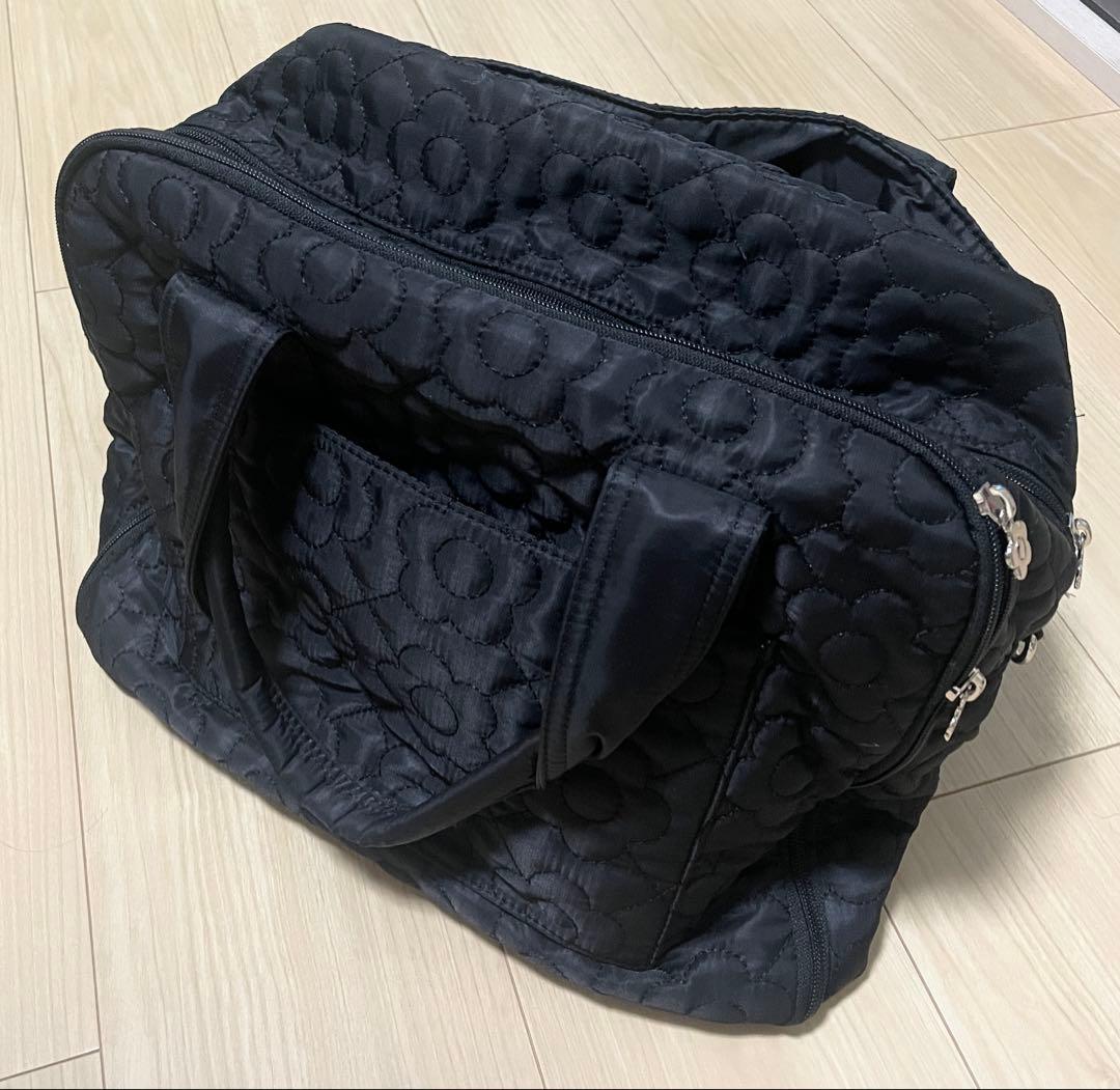 MARY QUANT マリークワント デイジーキルトボストンショルダーバッグ 黒