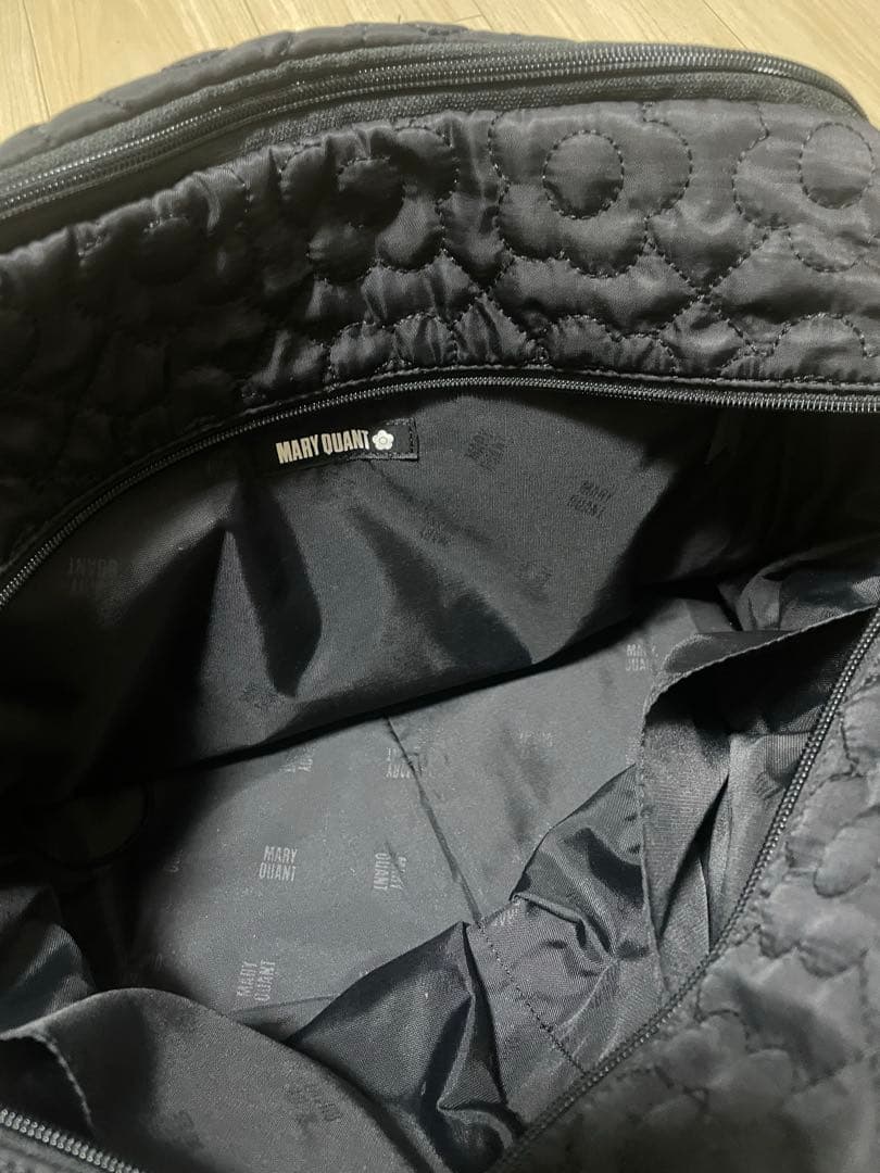 MARY QUANT マリークワント デイジーキルトボストンショルダーバッグ 黒