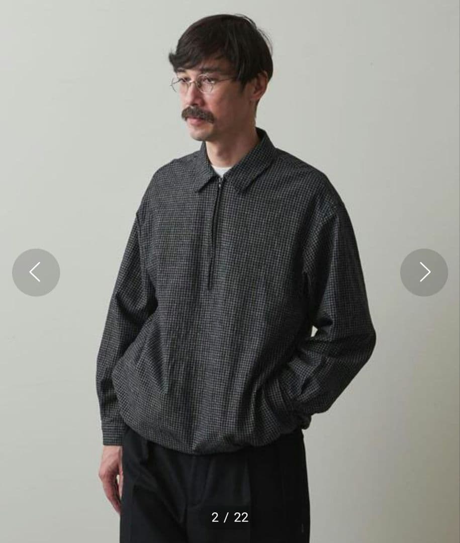 美品★スティーブンアラン　グラフチェック　ジッププルオーバーシャツ　2.2万　M