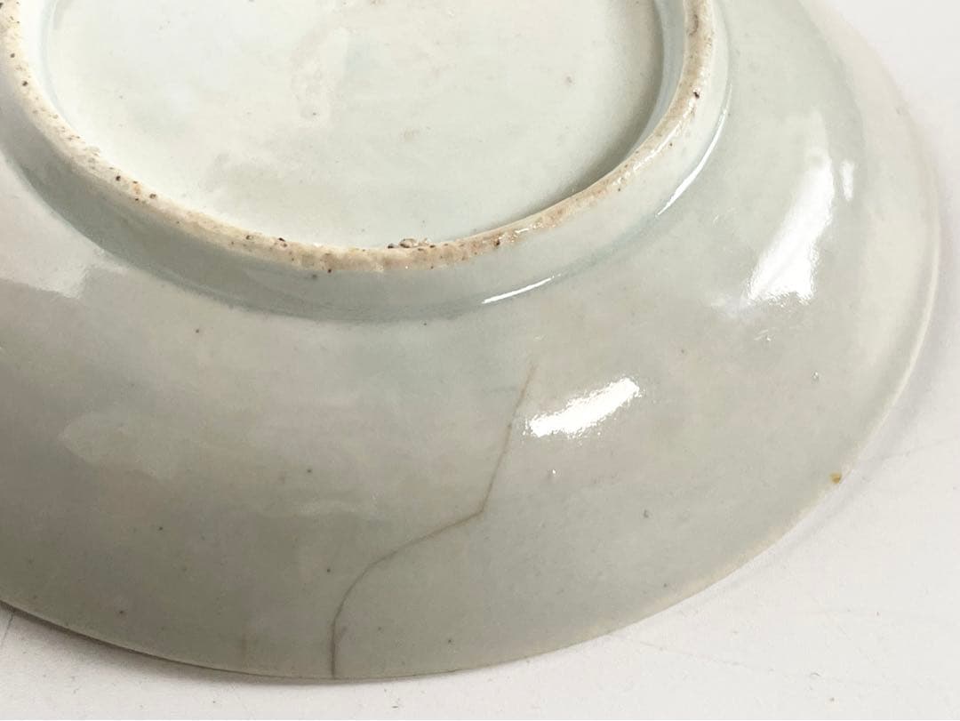 骨董　アンティーク　初期伊万里　蛇籠文様　丸皿　平皿　初期　染付　箱付き