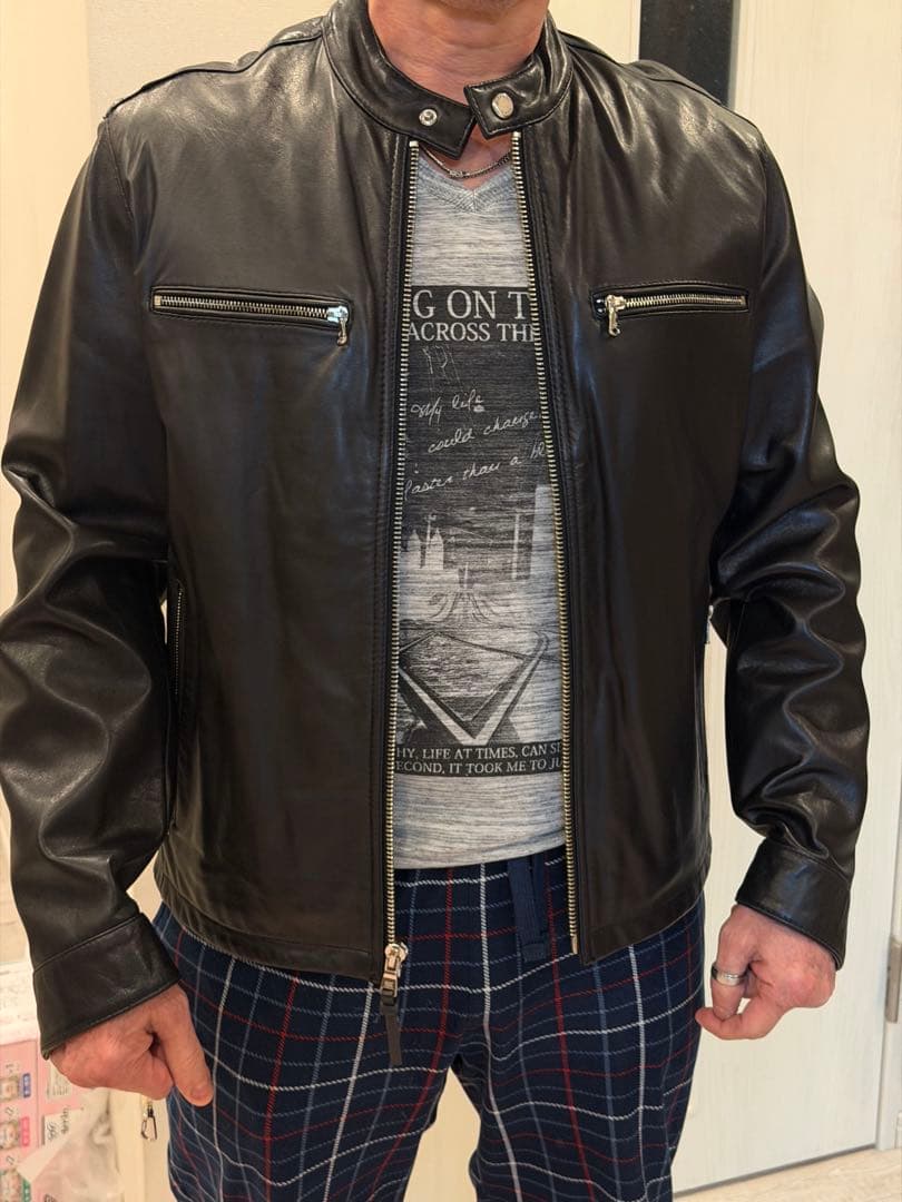 s*l様 MICHAEL KORS ブラックレザーシングルライダースジャケット