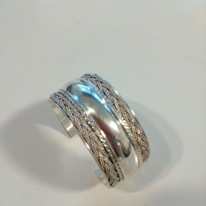 あき太郎#3 シルバー 編み込みオープンバングル 925 刻印あり