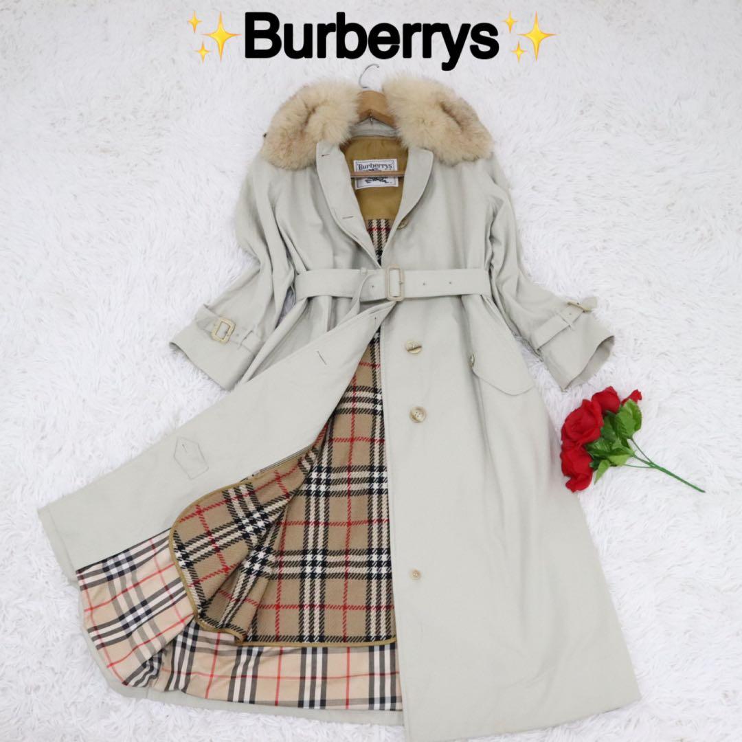 Burberry バーバリー ステンカラーコート ノバチェック　ライナー ファー
