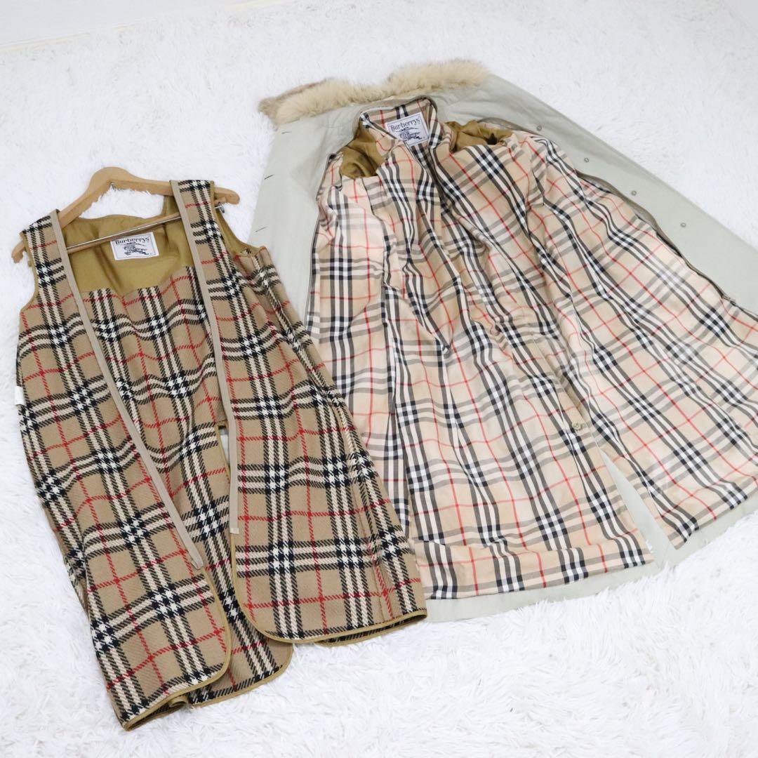 Burberry バーバリー ステンカラーコート ノバチェック　ライナー ファー