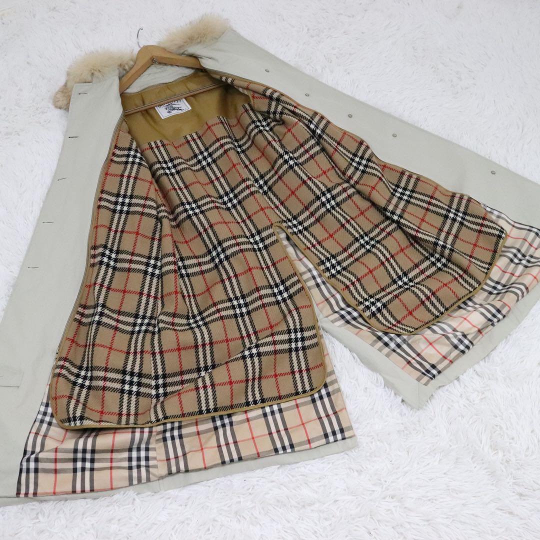 Burberry バーバリー ステンカラーコート ノバチェック　ライナー ファー