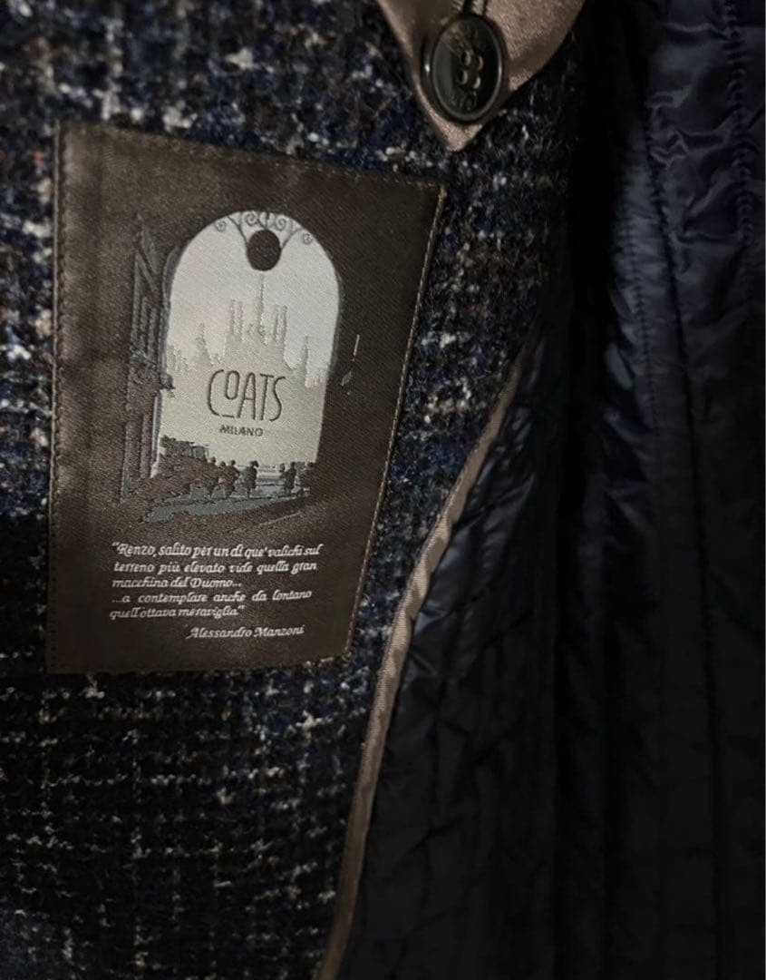 最高級 COATS MILANO ネイビー ツイード チェスターコート