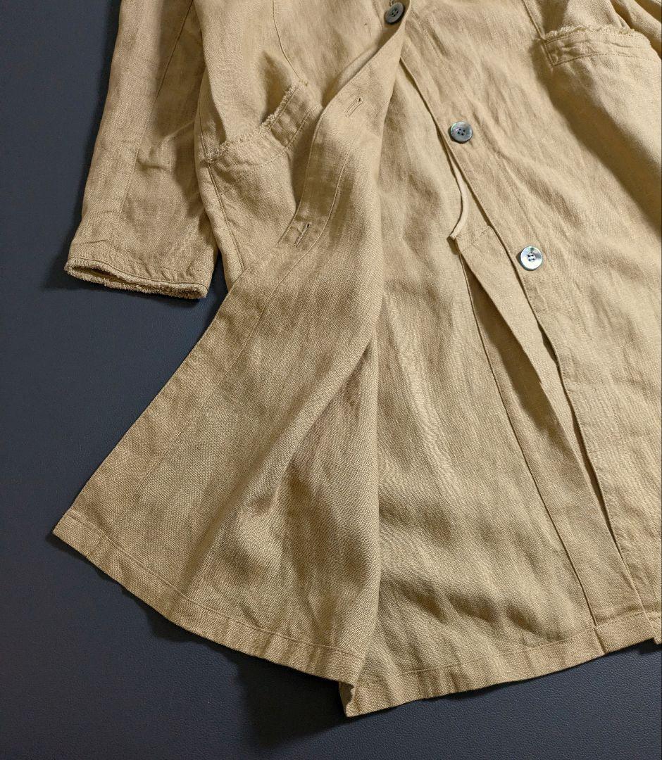 nalu nanea ／日本製 定価5万円 リネン ステンカラーコートキャメル