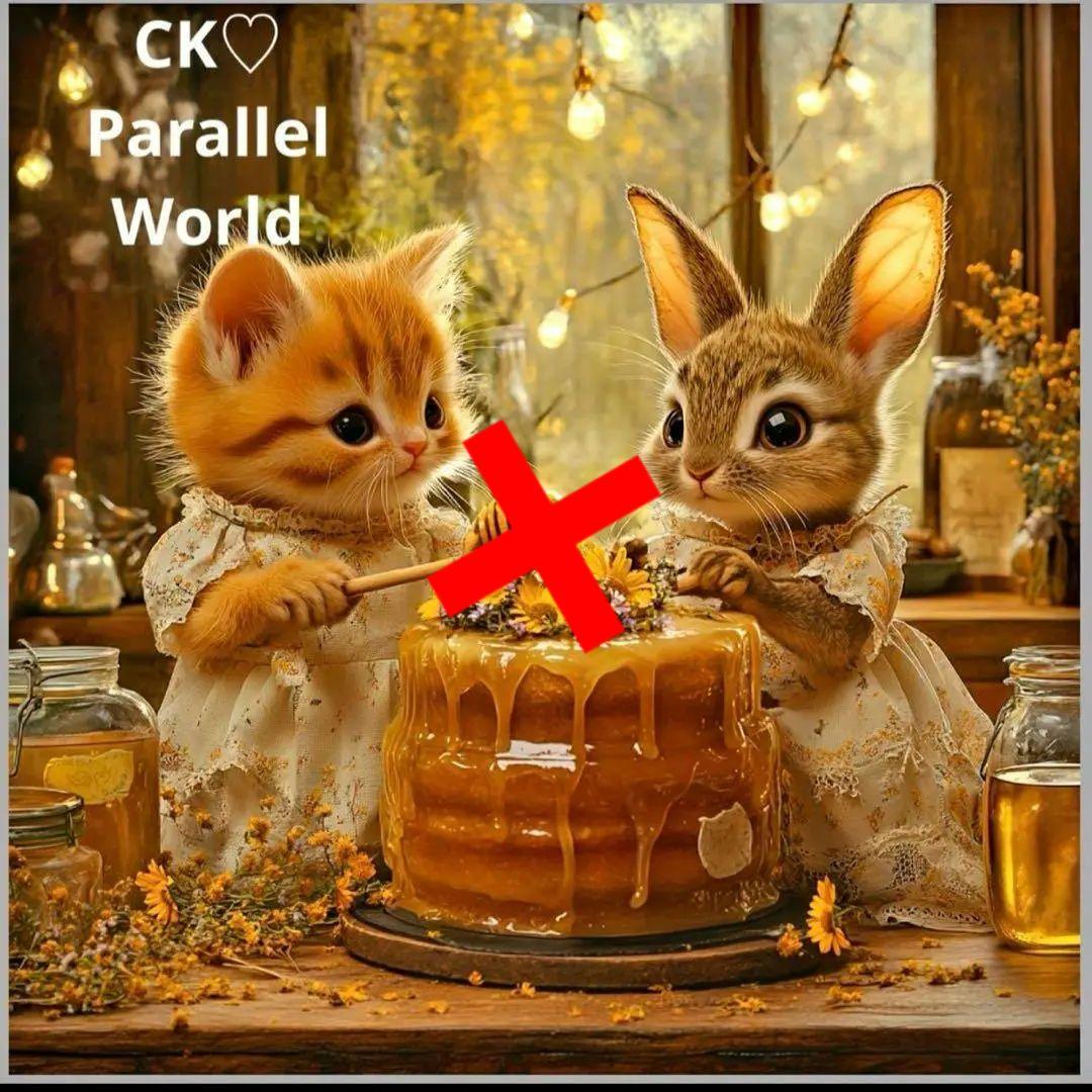 激レアケーキ作りにゃんことうさぎねこパネル生地　ハンドメイド