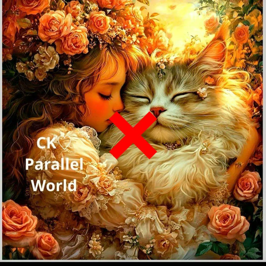 激レア巨大ねこと女の子パネル生地　ハンドメイド