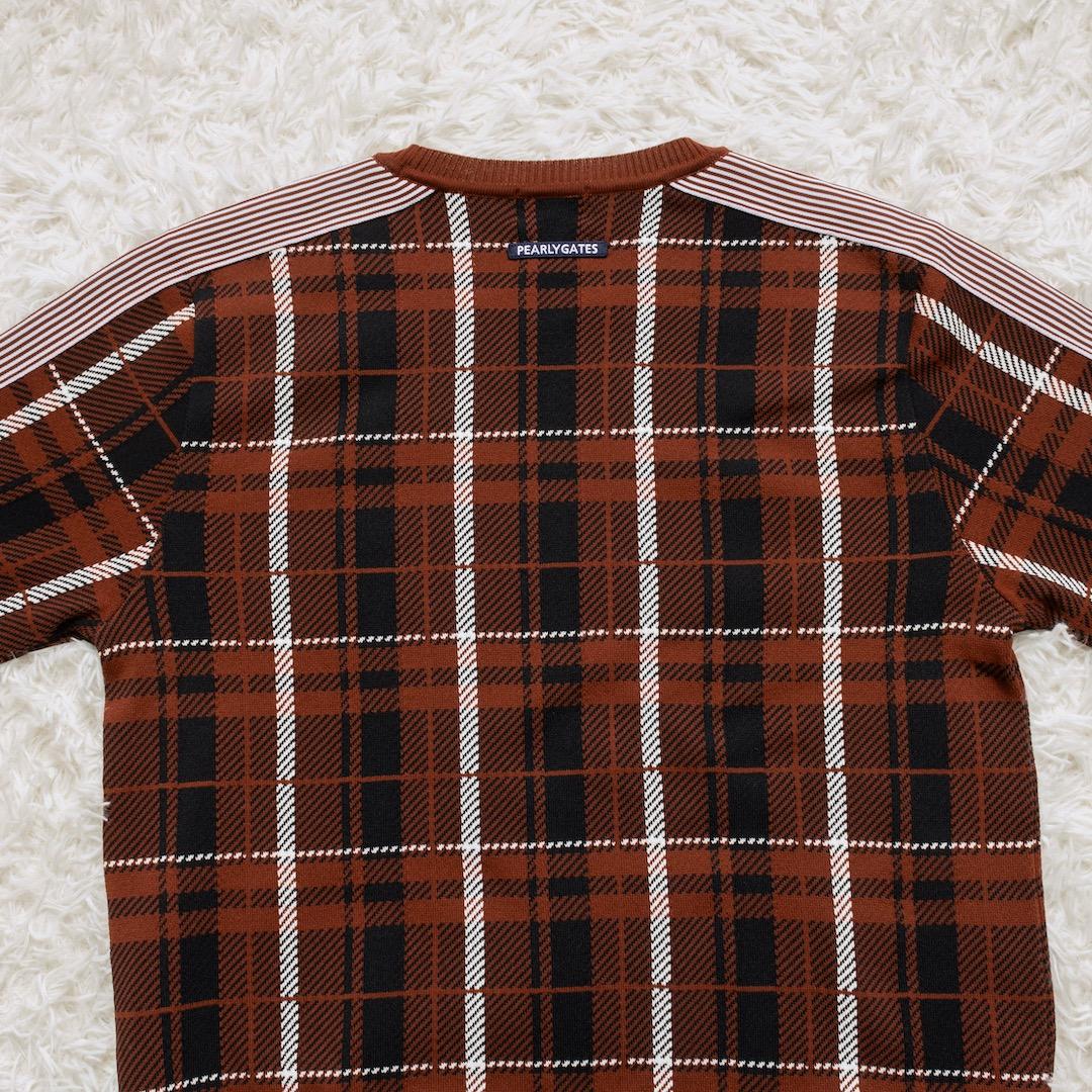 未使用 パーリーゲイツ 23AW ニット セーター チェック クルーネック 6
