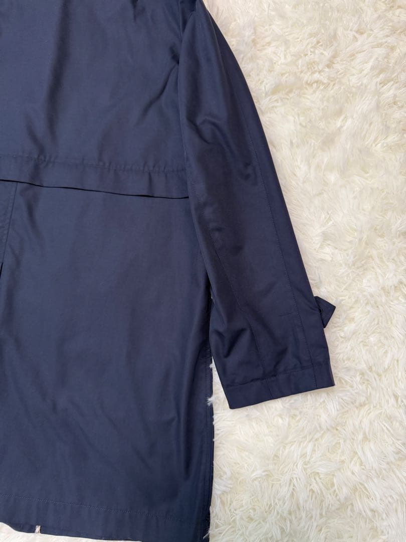 美品　アクアスキュータム　ステンカラーコート　ネイビー　チェック