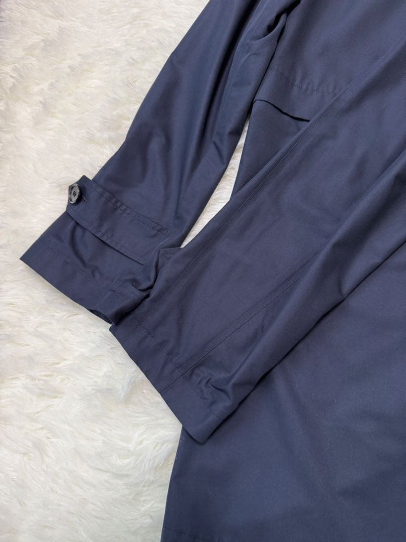 美品　アクアスキュータム　ステンカラーコート　ネイビー　チェック