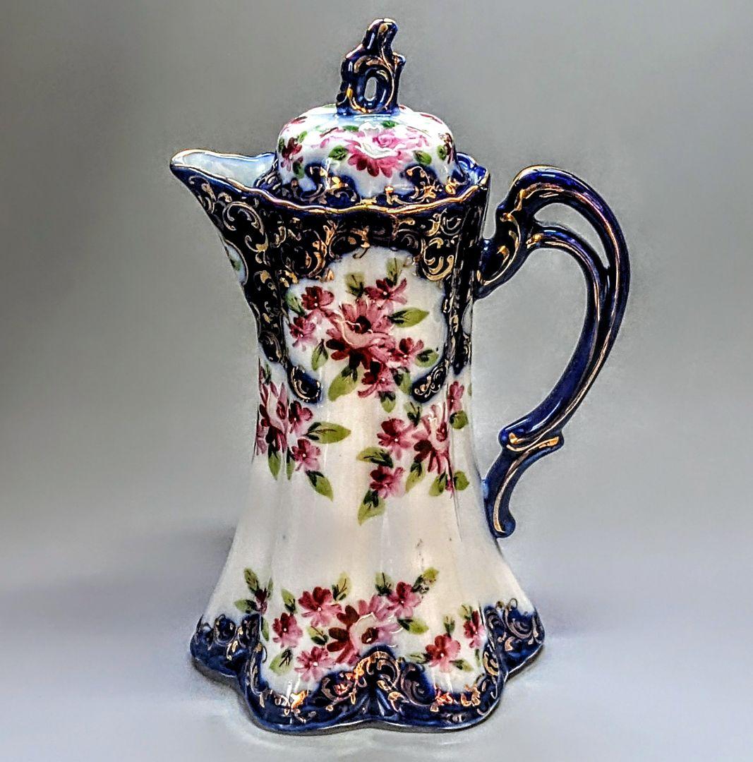 オールドニッポン 明治期 日本陶磁の優美　ティ―ポット　金彩 コバルト 花文