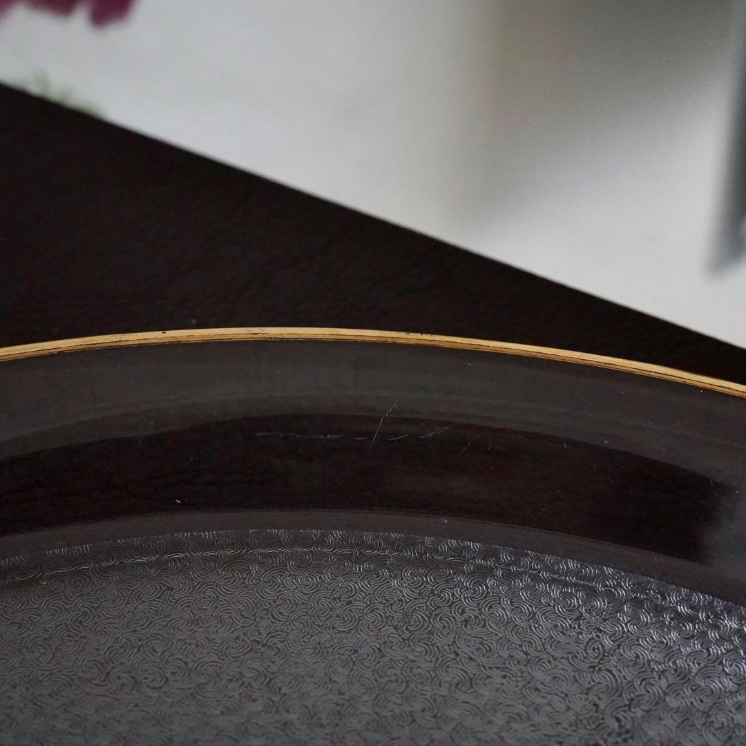 希少美品◆オールドサンルイ《金彩 アシッドエッチング》大型トレイ◆優雅な装飾美