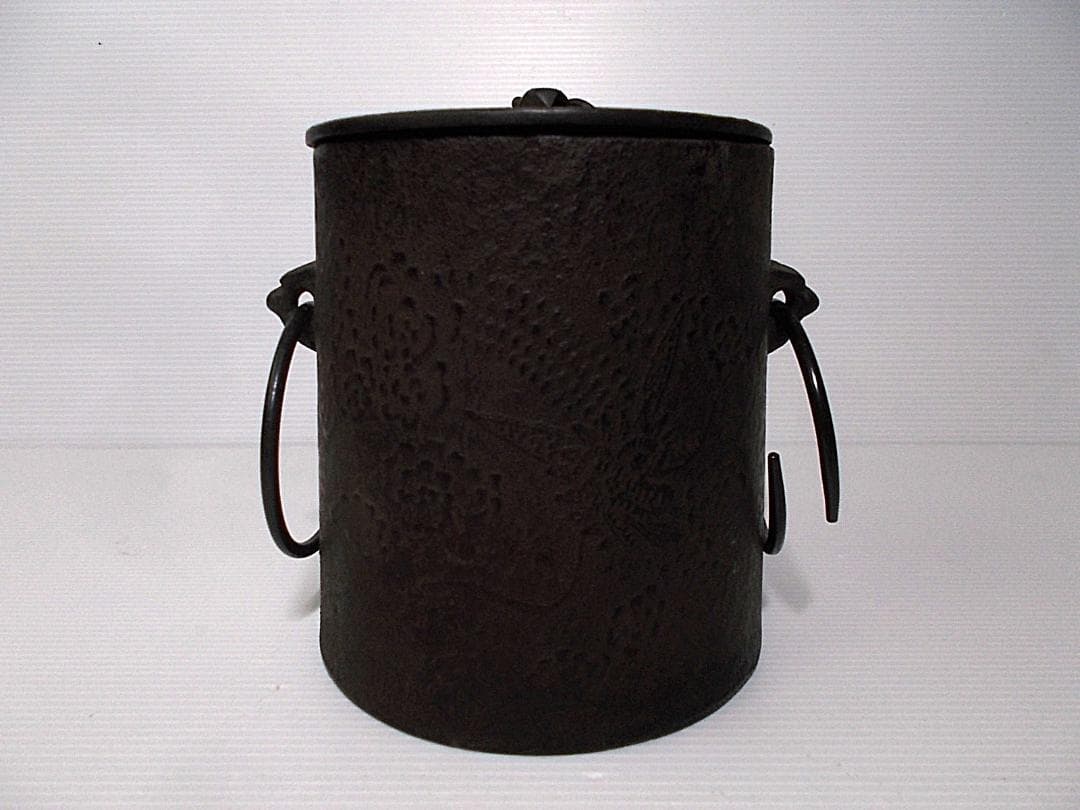 未使用 雲龍釜 筒釜 茶釜 釜環 茶道具 送料込み