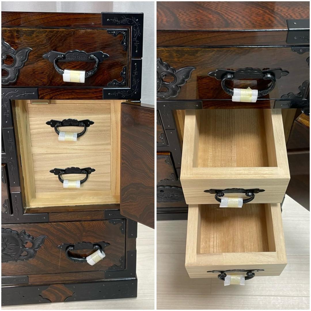 【未使用】　帳場箪笥　仙台箪笥　拭き漆塗り