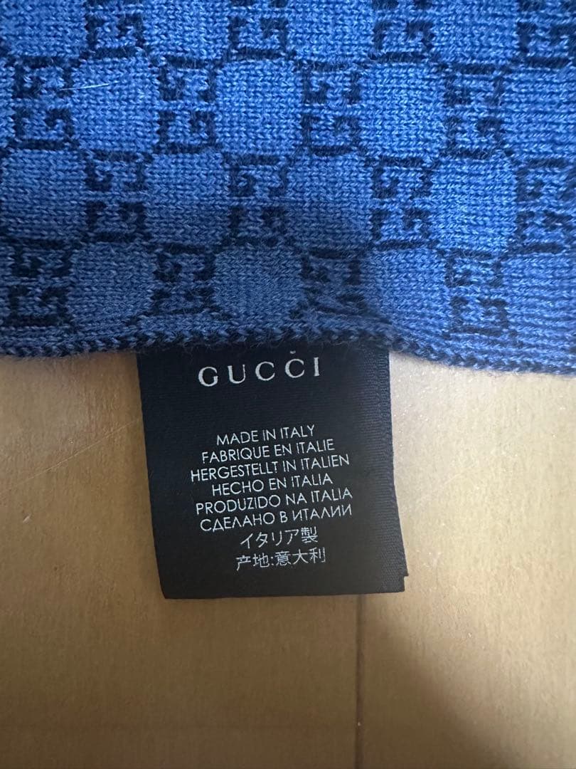 グッチ マフラー リバーシブル ネイビー
