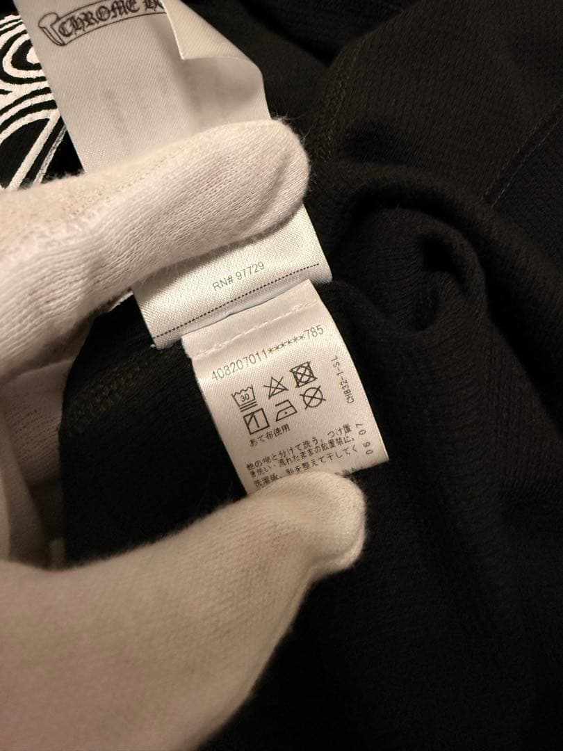 クロムハーツ 人気柄ホースシューフローラルクロス　サーマル　ロンT ブラックL