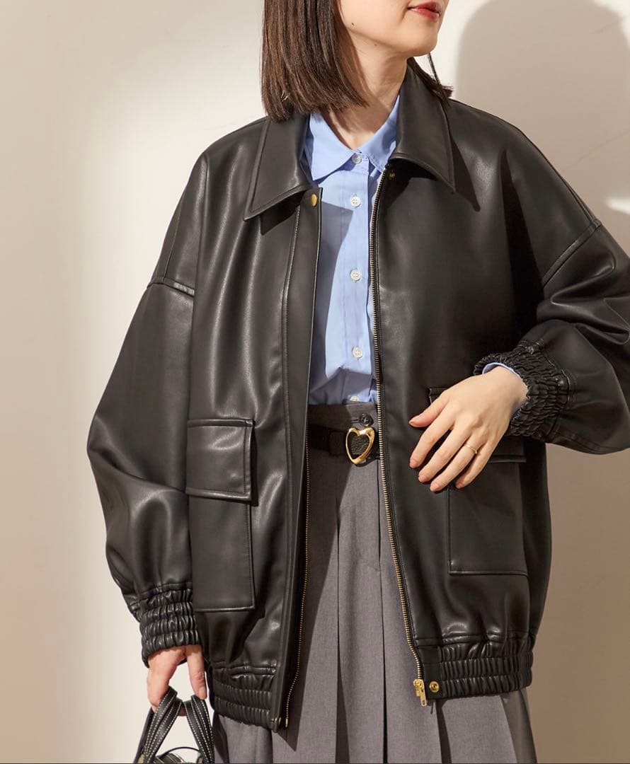 ポ*ト様 シンセティックレザーブルゾン