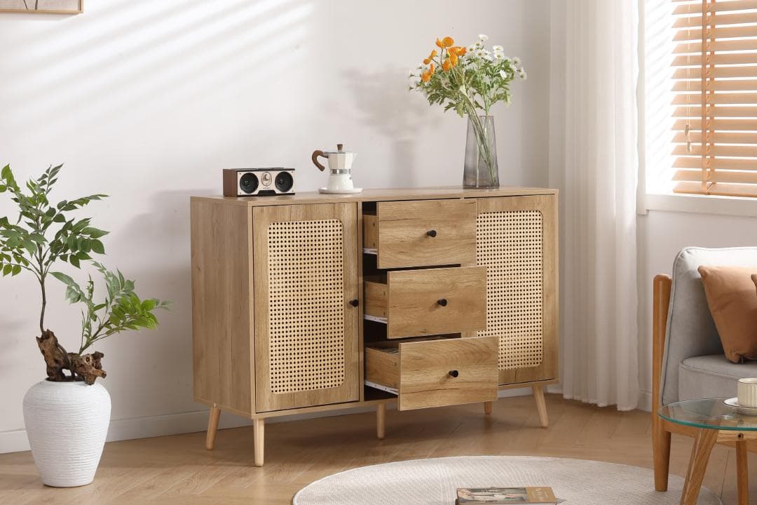 キャビネット サイドボード北欧 木目調 おしゃれ扉付き リビングボード