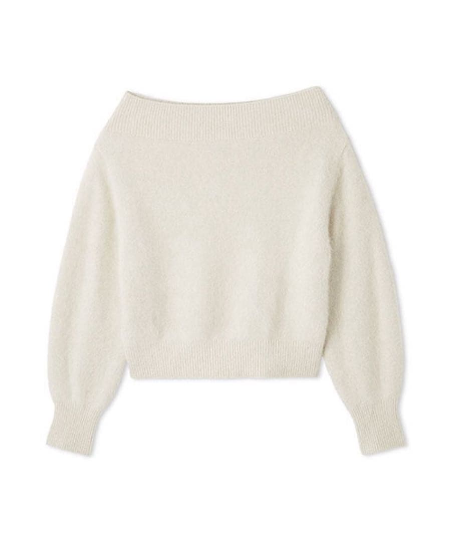 フォックスアルパカオフショルプルオーバー/ アイボリー オフショルダー ニット