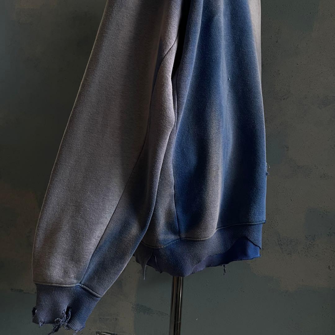 00's “broken”2XO”フェード“ターコイズブルー“襤褸 hoodie