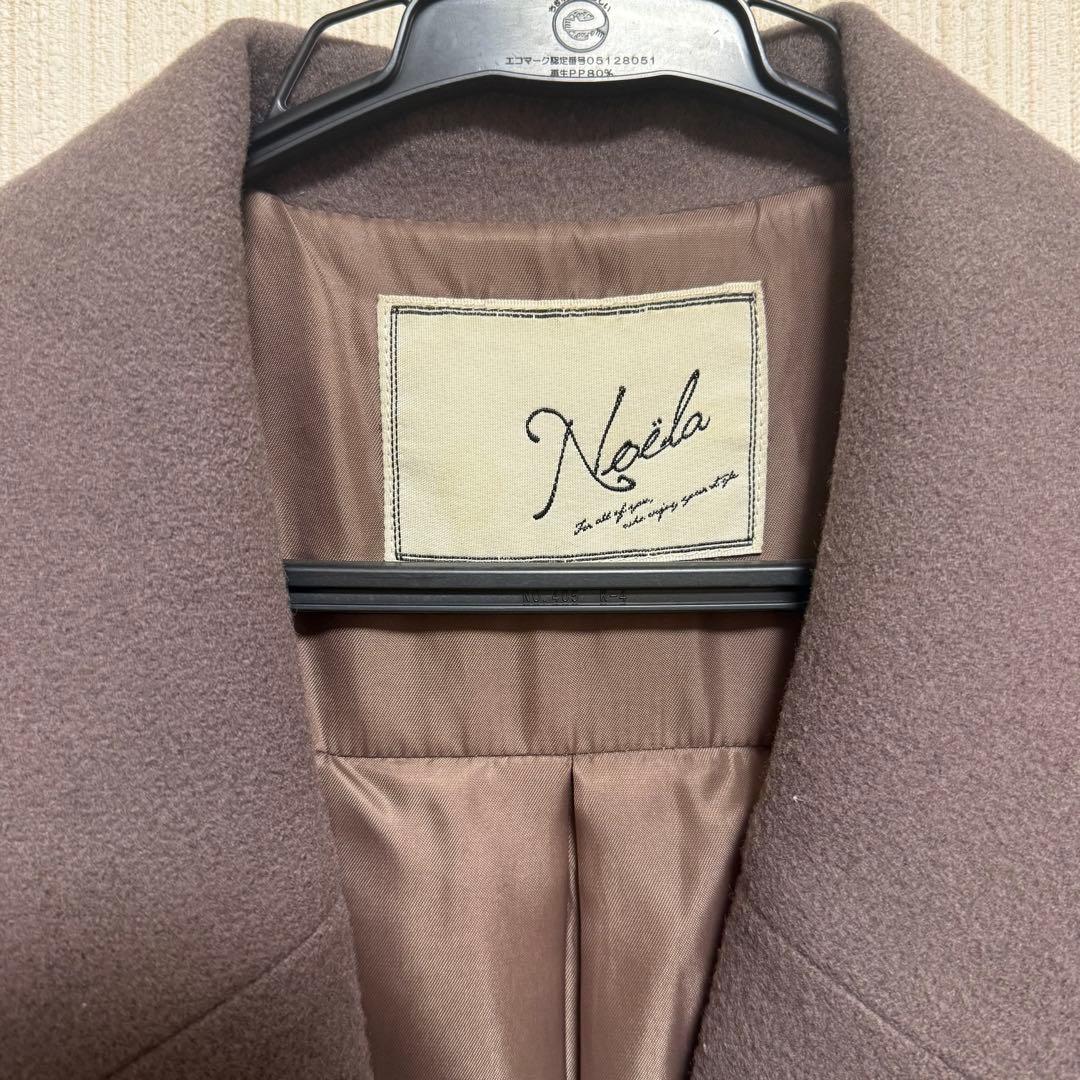 Noela 2WAYカラーバックプリーツウールトレンチコート　茶