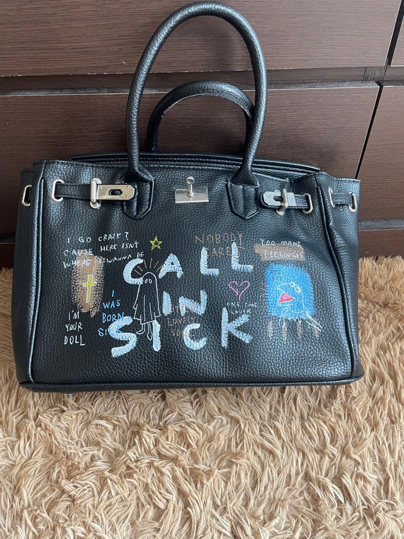 guernikaグラフィックプリント トートバッグ 黒