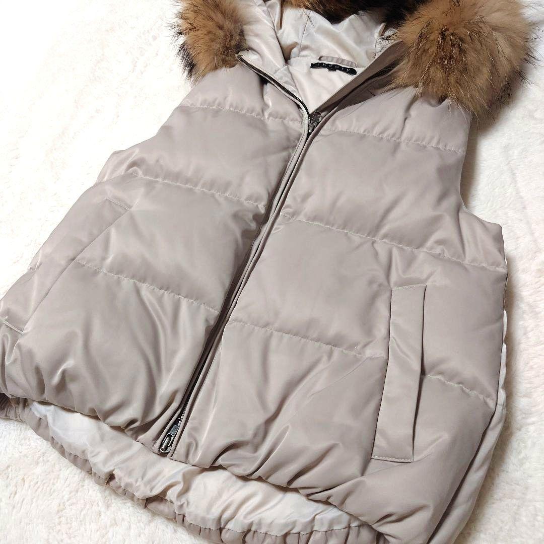 【極美品】セオリー theory ダウン ベスト ファー ダブルジップ ラクーン