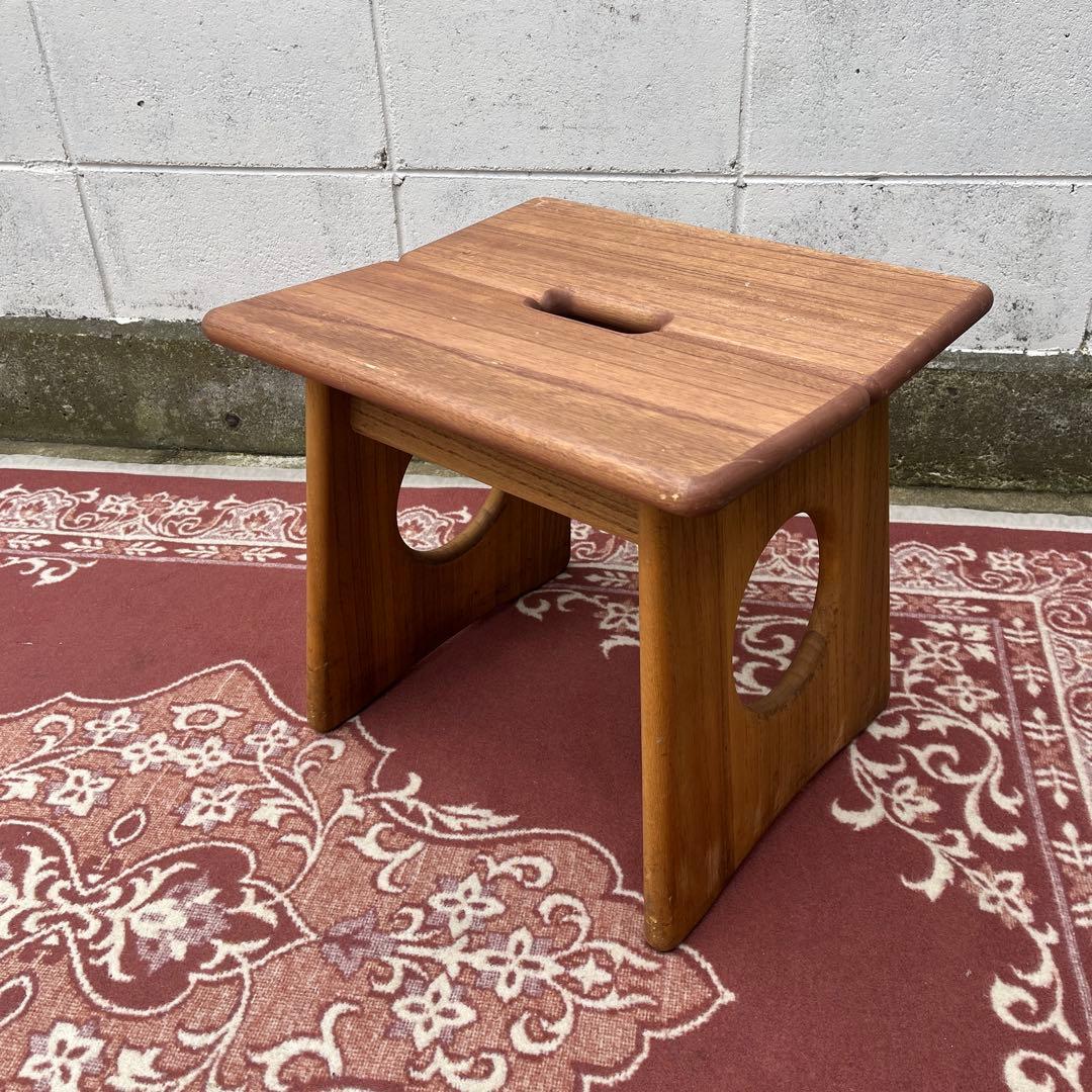 ビンテージ古道具◾️木製無垢材 桐材 角型スツール 椅子 イス