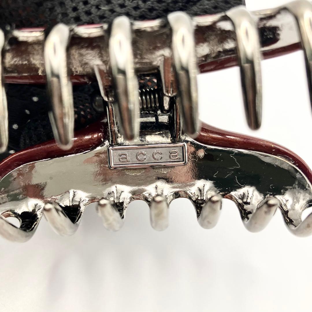 【美品】ACCA　アッカ　ヘアクリップ　Mサイズ　ストーン　赤茶　マーブル模様