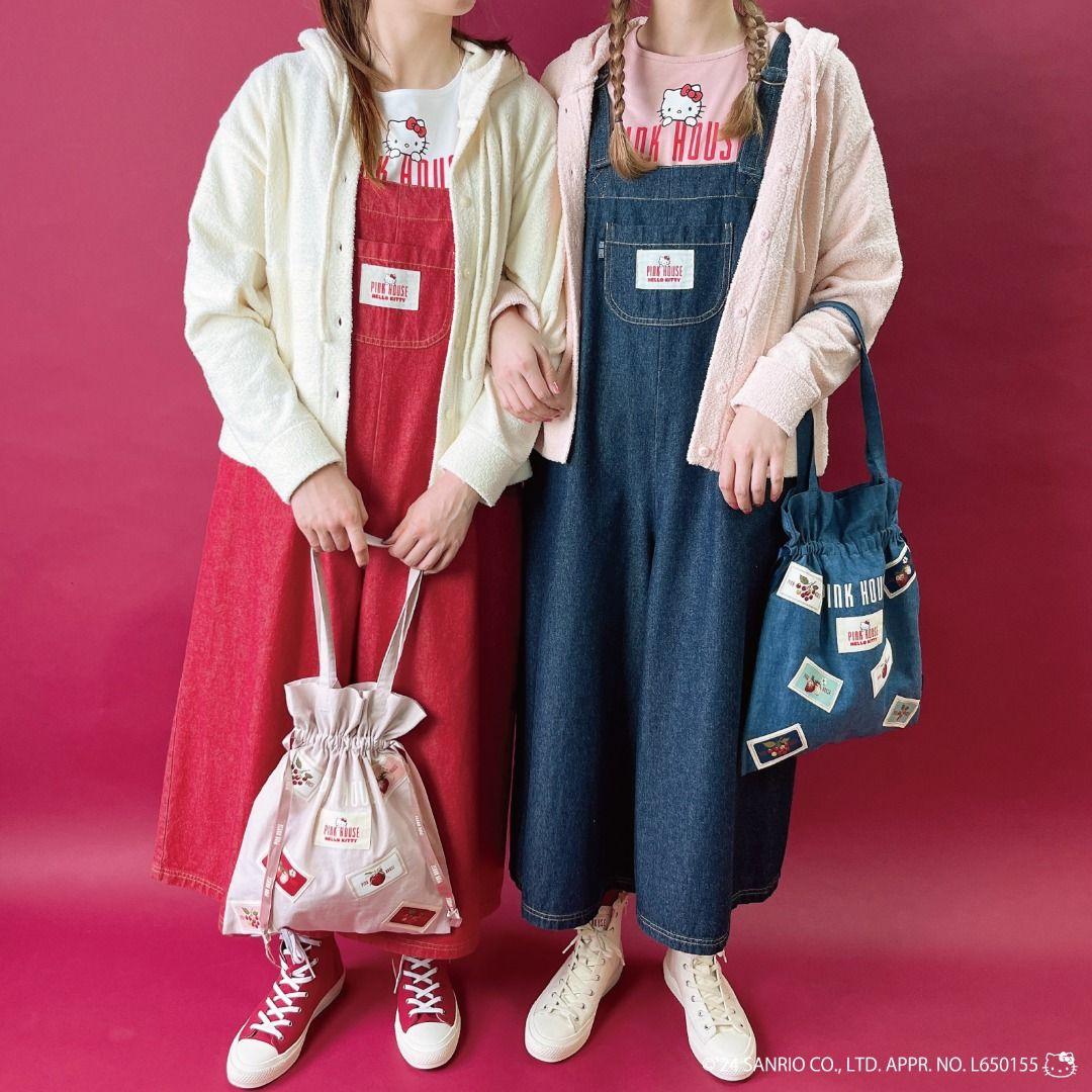 ピンクハウス　ハローキティ　サロペット　ネームワッペン使い