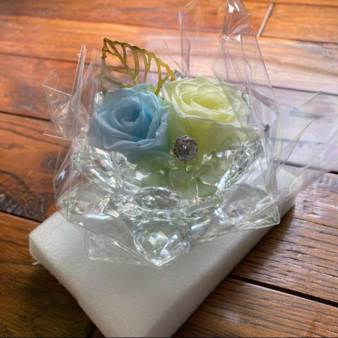 バラ アジサイ ブリザーブドフラワー 蓮花 クリスタルガラス お仏壇 お供え花