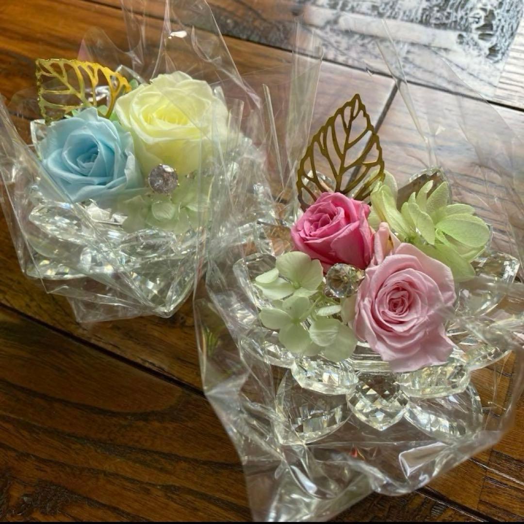 バラ アジサイ ブリザーブドフラワー 蓮花 クリスタルガラス お仏壇 お供え花