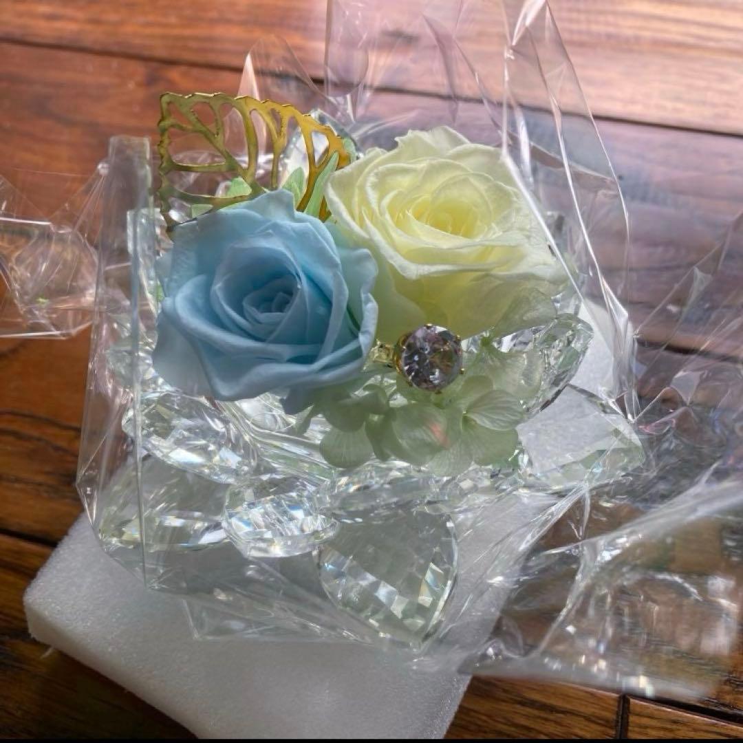 バラ アジサイ ブリザーブドフラワー 蓮花 クリスタルガラス お仏壇 お供え花