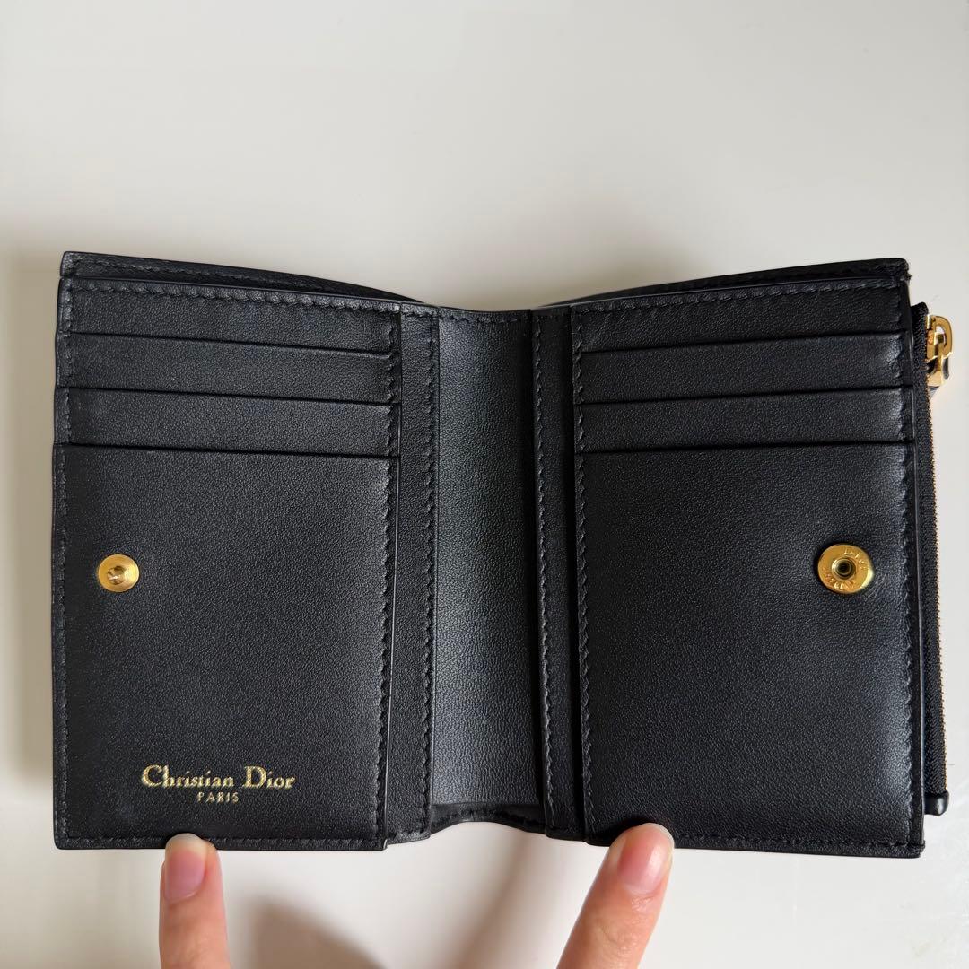 ディオール Caro Dahlia 二つ折り財布 ブラック