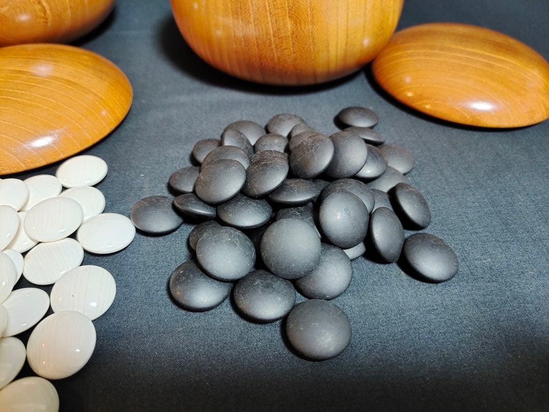 天然本蛤・那智黒石 碁石 国産 スワブデ 囲碁 碁笥 懐志 欅特大 36号