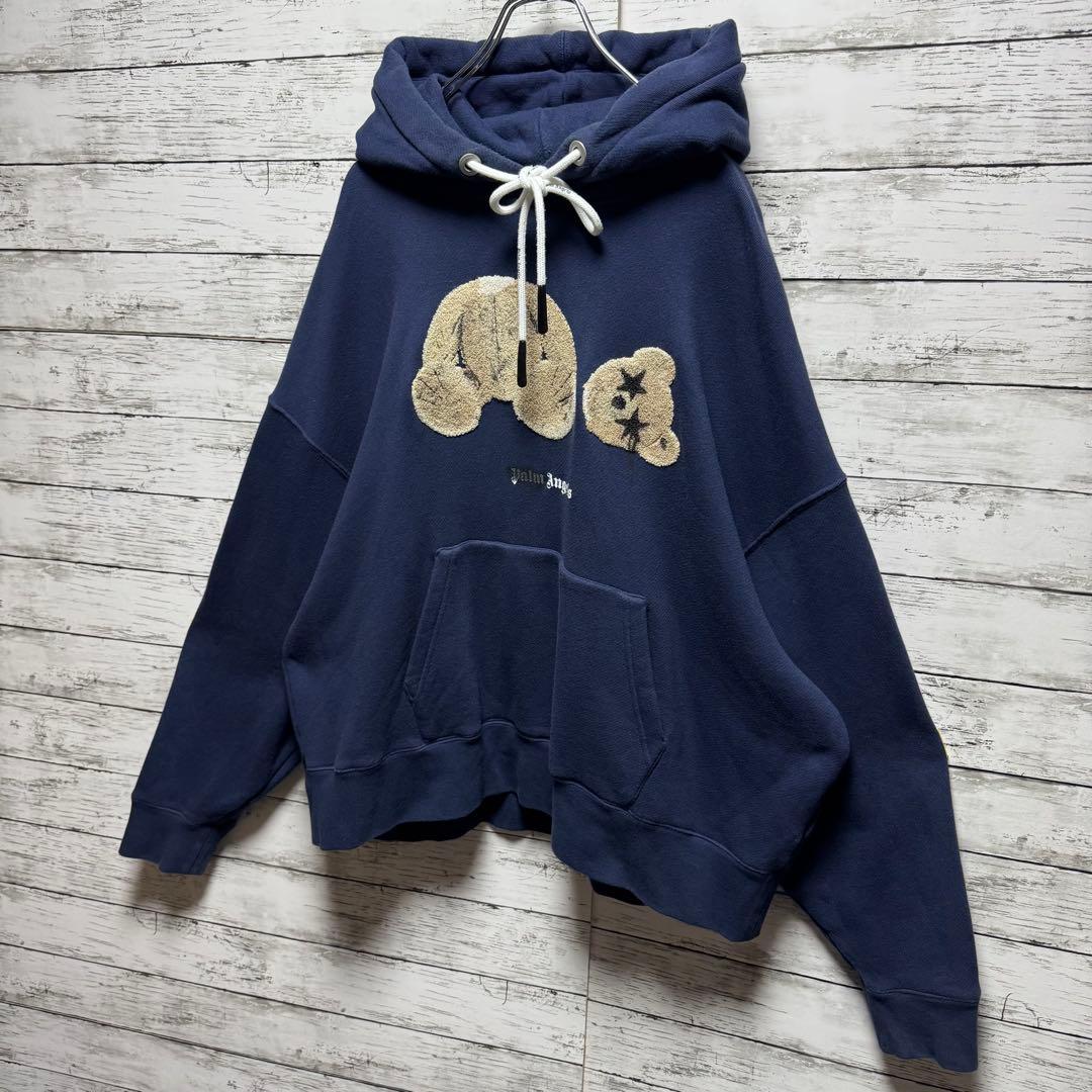 893【人気のL】パームエンジェルス　ベア　パイルロゴ　QR鑑定済　パーカー