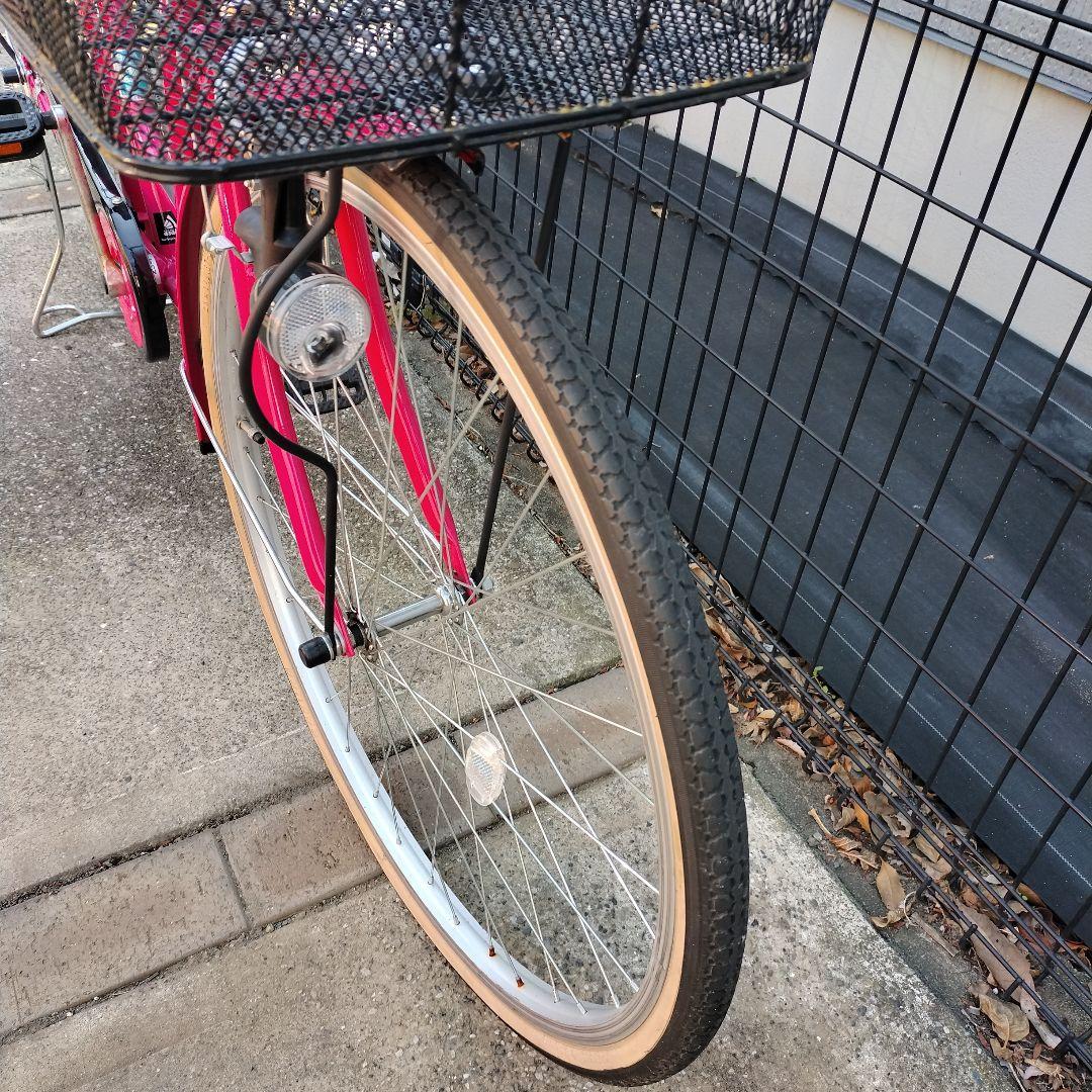 ピンク シティサイクル 前カゴ付き