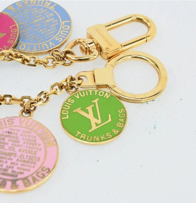 ルイ・ヴィトン T&B バッグチャーム キーリング ゴールドメタルチェーン