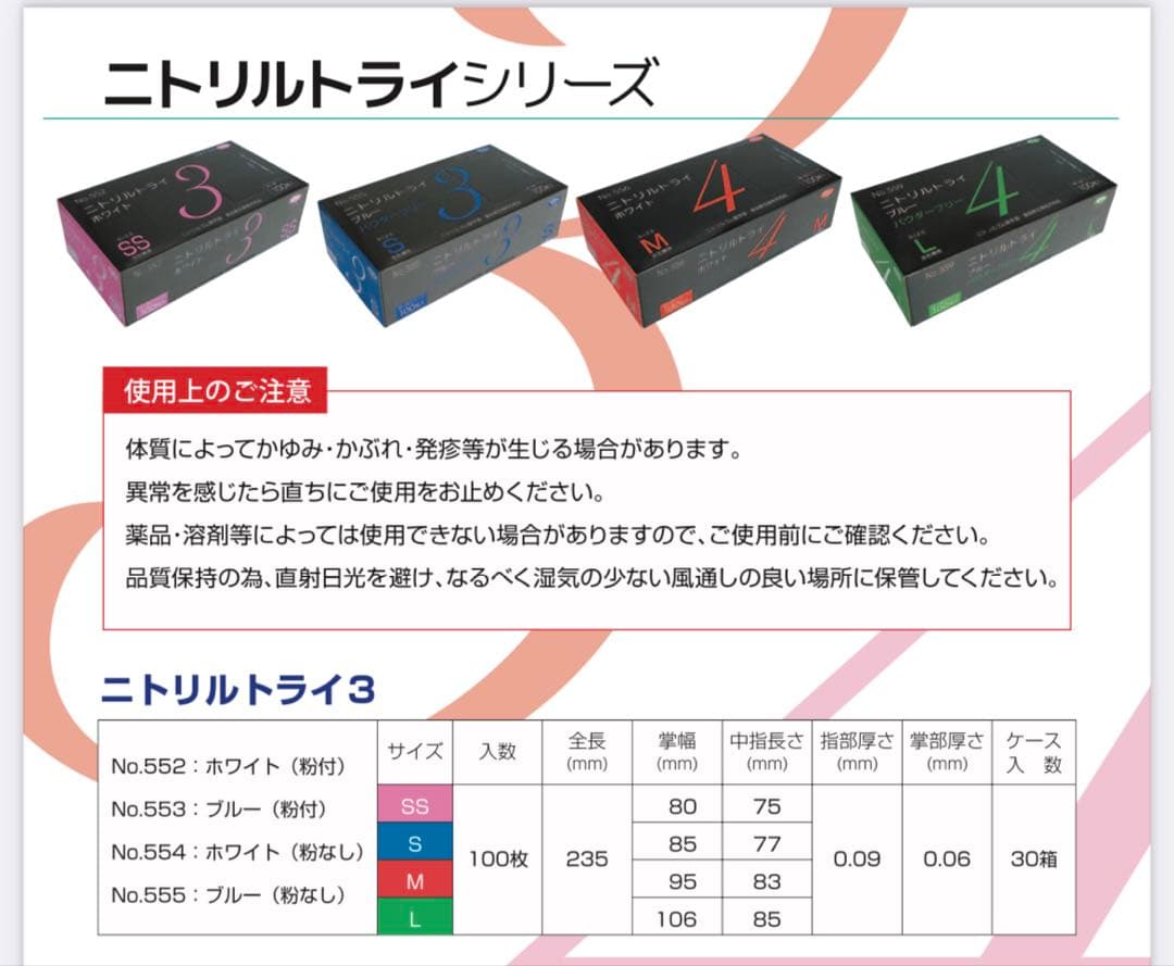 柔らかくしなやか ニトリル手袋 Sサイズ 3000枚