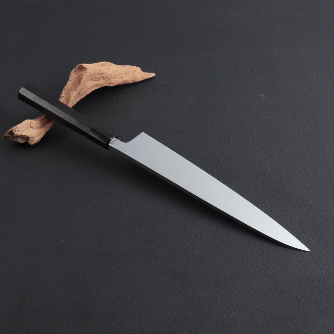 8509 鏡面仕上げ 身卸し・舟行 9寸 刃は究極の切れ味 黒檀黒水牛角八角柄